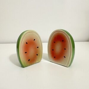 Watermelon Shaped Salt‎ and Pepper Shaker Set Ceramic Vintage